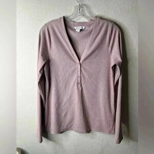 Athleta Long Sleeve Henley Top in Dusty Mauve
